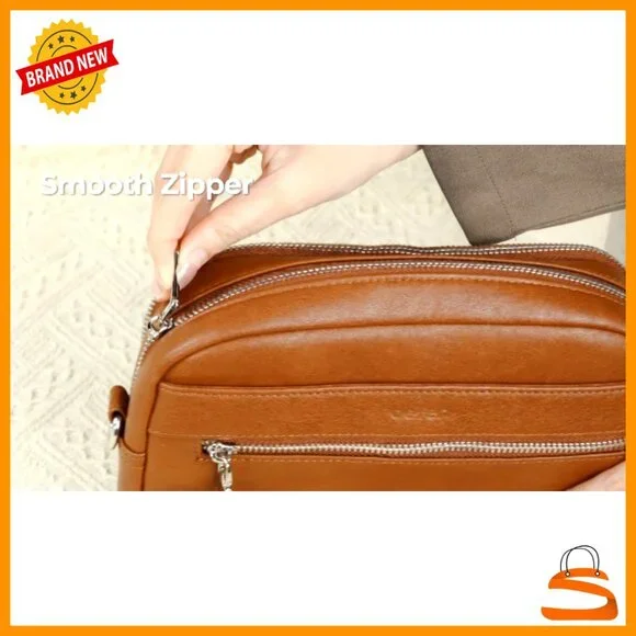Genuine Leather Crossbody Bag with RFID Wallet, Adjustable Strap - Picture 7 of 7